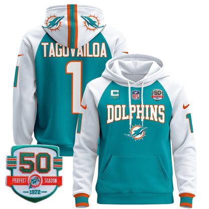 Dolphins 50th 1972 Perfect Season Patch Pullover Hoodie V2 - All Stitched