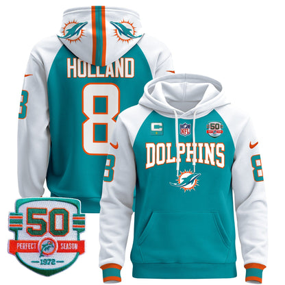 Dolphins 50th 1972 Perfect Season Patch Pullover Hoodie V2 - All Stitched