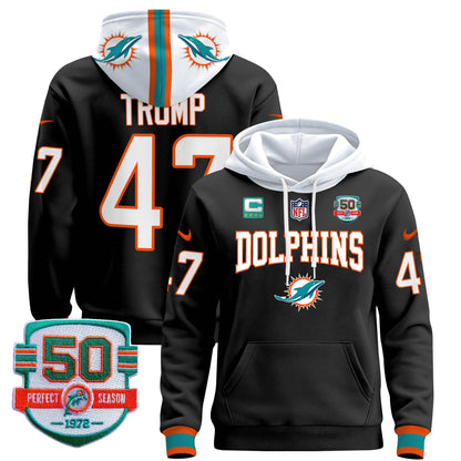 Dolphins 50th 1972 Perfect Season Patch Pullover Hoodie V2 - All Stitched