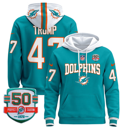 Dolphins 50th 1972 Perfect Season Patch Pullover Hoodie V2 - All Stitched