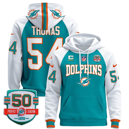 Dolphins 50th 1972 Perfect Season Patch Pullover Hoodie V2 - All Stitched