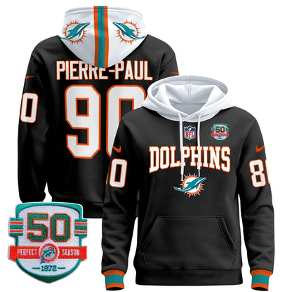 Dolphins 50th 1972 Perfect Season Patch Pullover Hoodie V2 - All Stitched