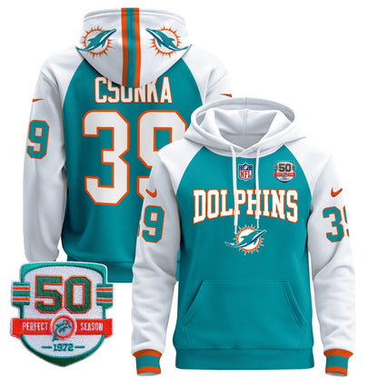 Dolphins 50th 1972 Perfect Season Patch Pullover Hoodie V2 - All Stitched