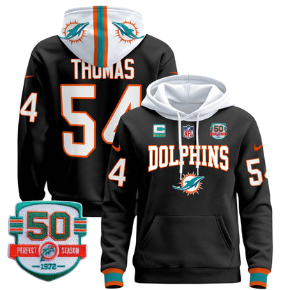 Dolphins 50th 1972 Perfect Season Patch Pullover Hoodie V2 - All Stitched