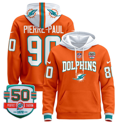 Dolphins 50th 1972 Perfect Season Patch Pullover Hoodie V2 - All Stitched