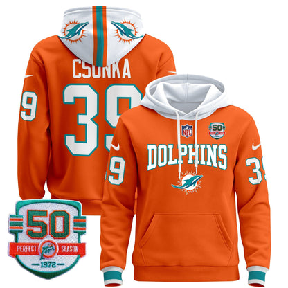 Dolphins 50th 1972 Perfect Season Patch Pullover Hoodie V2 - All Stitched