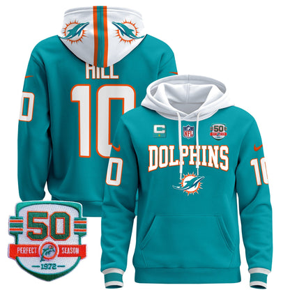 Dolphins 50th 1972 Perfect Season Patch Pullover Hoodie V2 - All Stitched