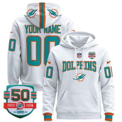 Dolphins 50th 1972 Perfect Season Patch Custom Pullover Hoodie V2 - All Stitched