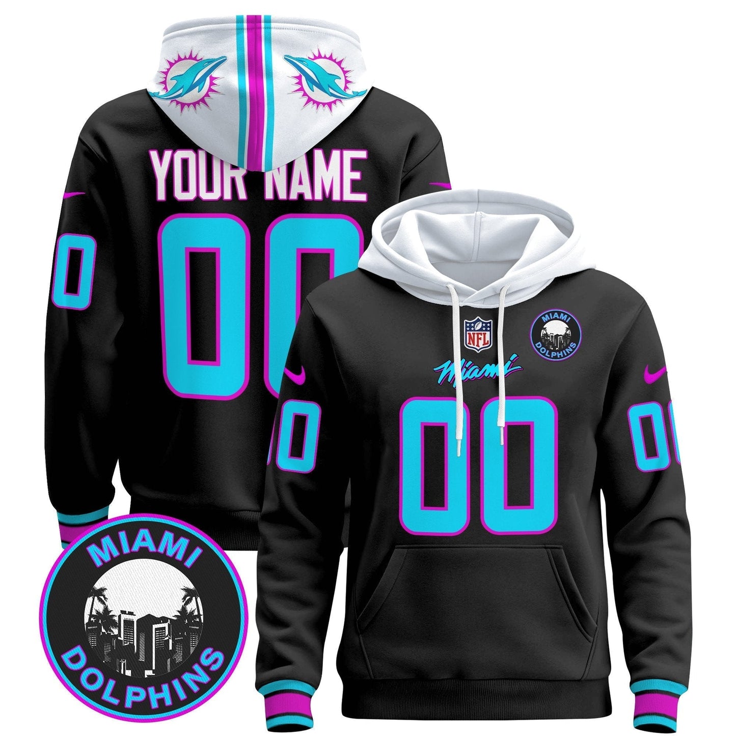 Dolphins "Miami Vice" Custom Pullover Hoodie