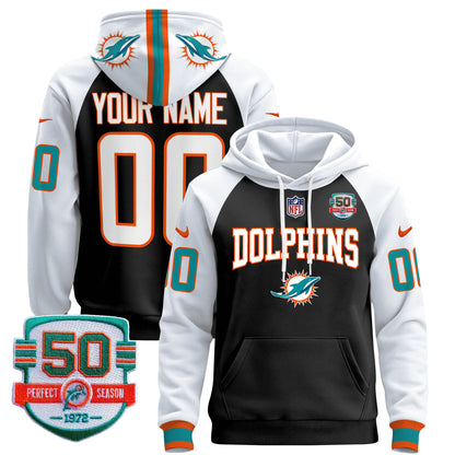 Dolphins 50th 1972 Perfect Season Patch Custom Pullover Hoodie V2 - All Stitched