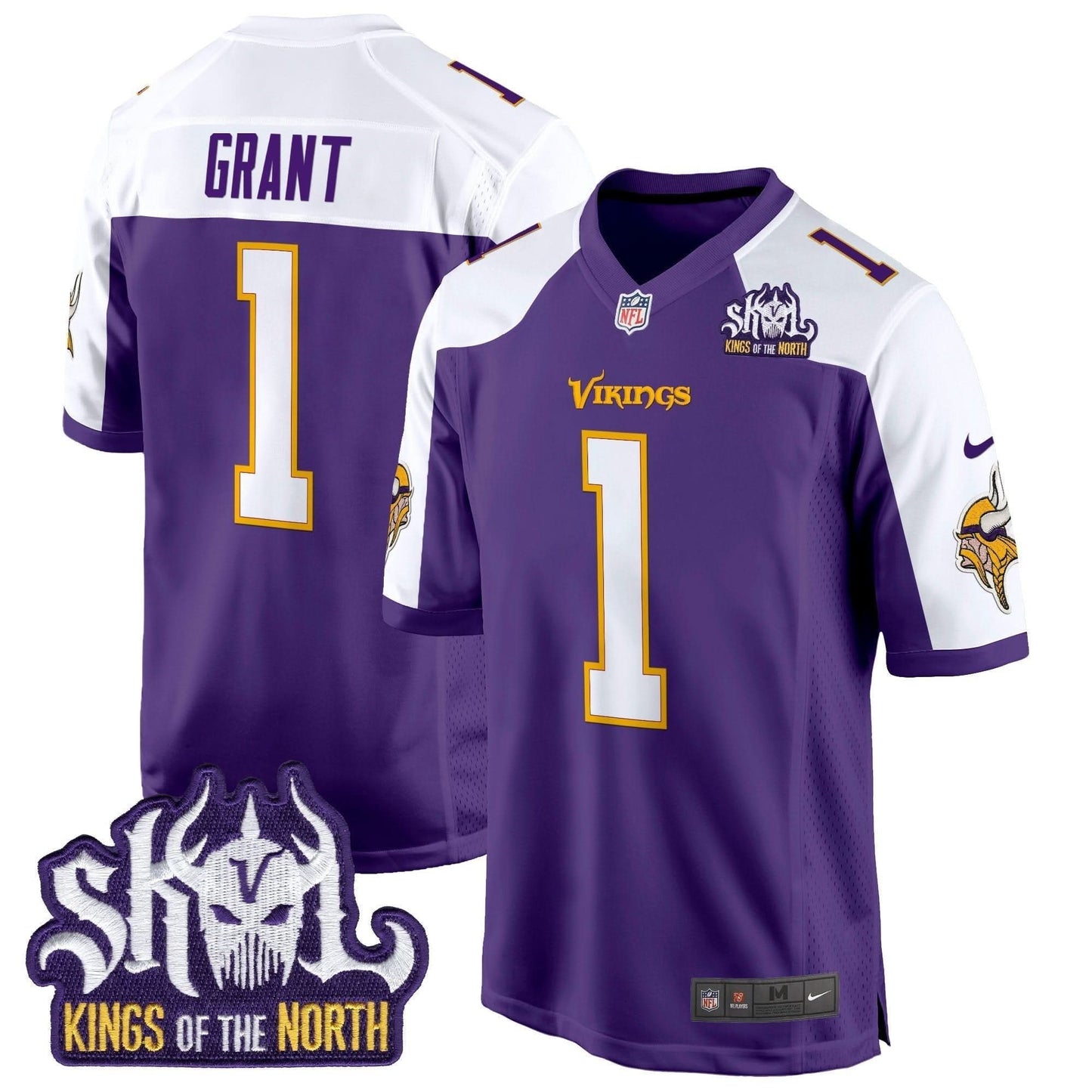 Minnesota Vikings King Of The North Patch Throwback Game Jersey - All Stitched