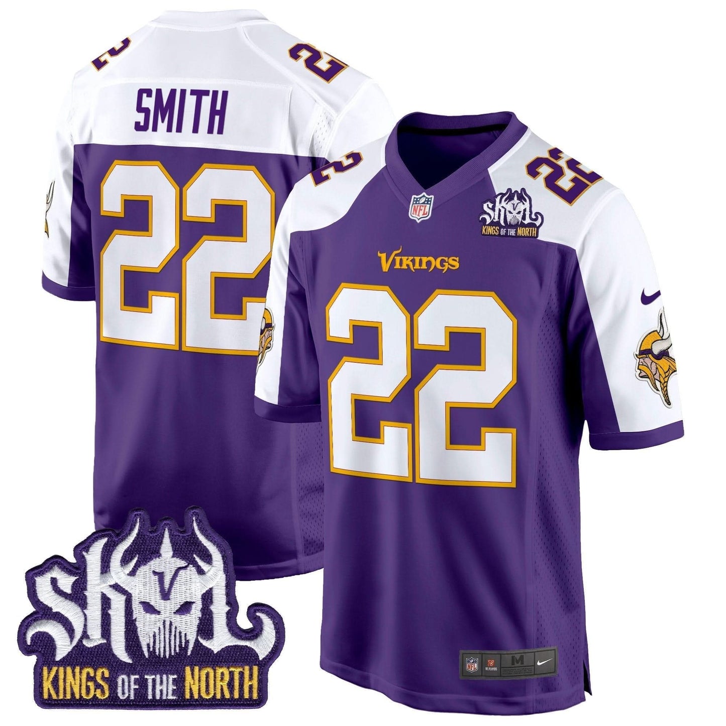 Minnesota Vikings King Of The North Patch Throwback Game Jersey - All Stitched