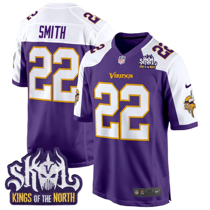 Minnesota Vikings King Of The North Patch Throwback Game Jersey - All Stitched
