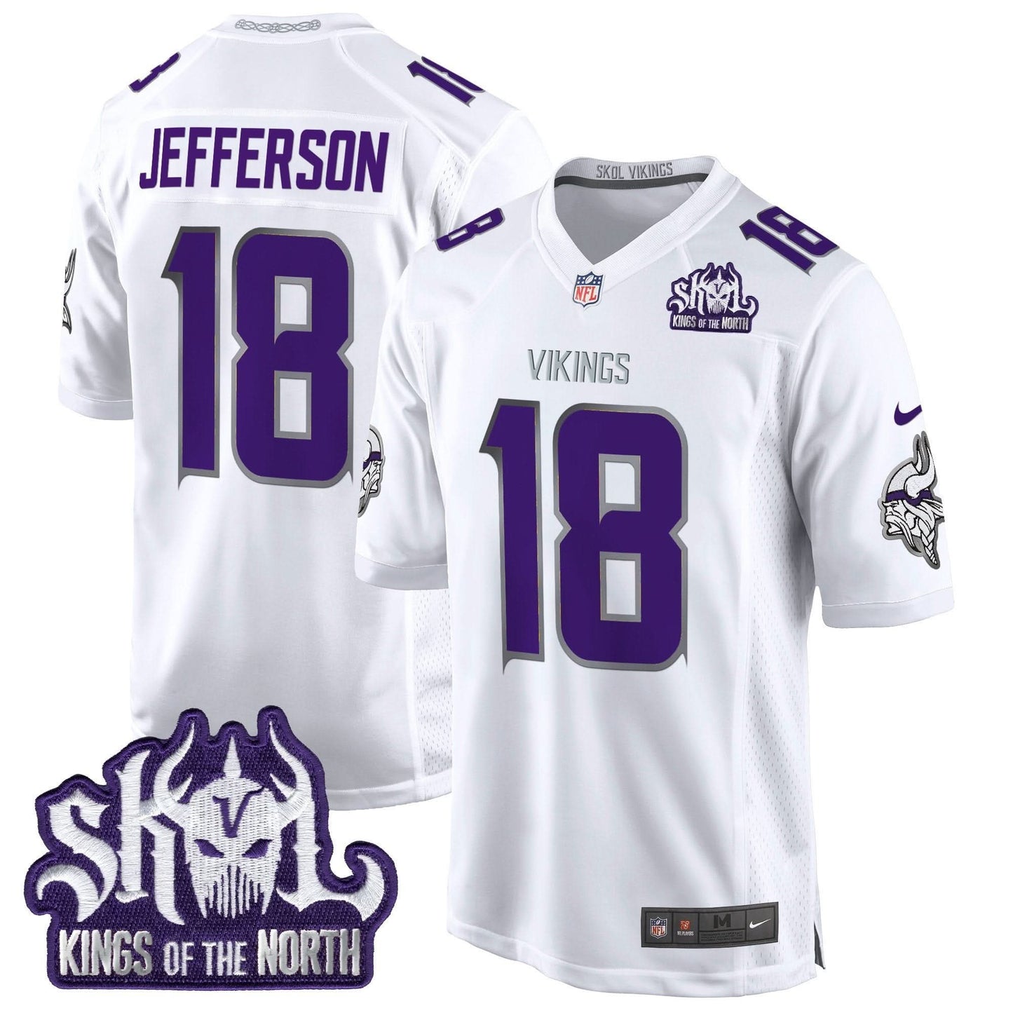 Minnesota Vikings King Of The North Patch Throwback Game Jersey - All Stitched