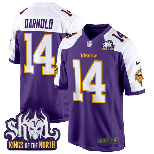 Minnesota Vikings King Of The North Patch Throwback Game Jersey - All Stitched