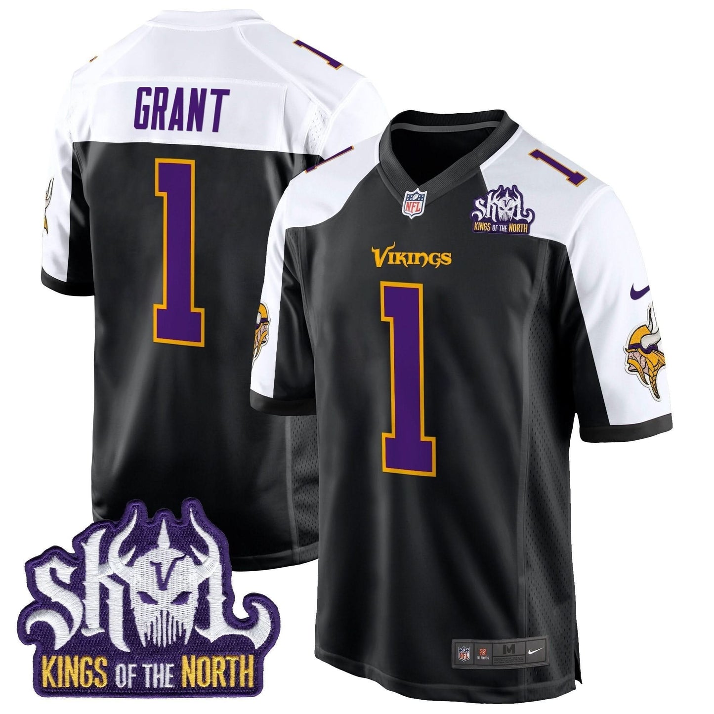 Minnesota Vikings King Of The North Patch Throwback Game Jersey - All Stitched