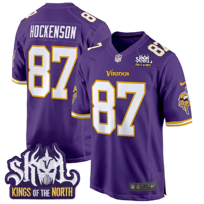Minnesota Vikings King Of The North Patch Throwback Game Jersey - All Stitched