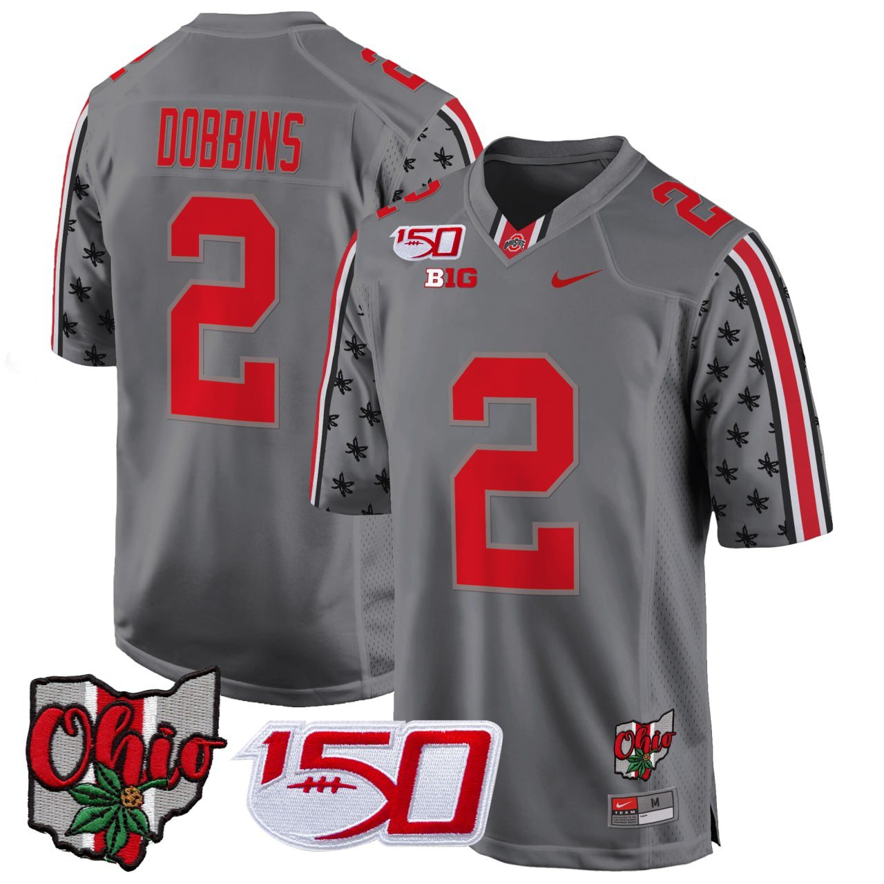 J.K. Dobbins Ohio State Buckeyes 2024 150 & Home Patch Game Jersey - All Stitched