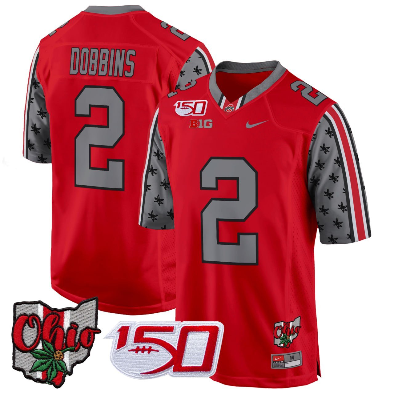 J.K. Dobbins Ohio State Buckeyes 2024 150 & Home Patch Game Jersey - All Stitched