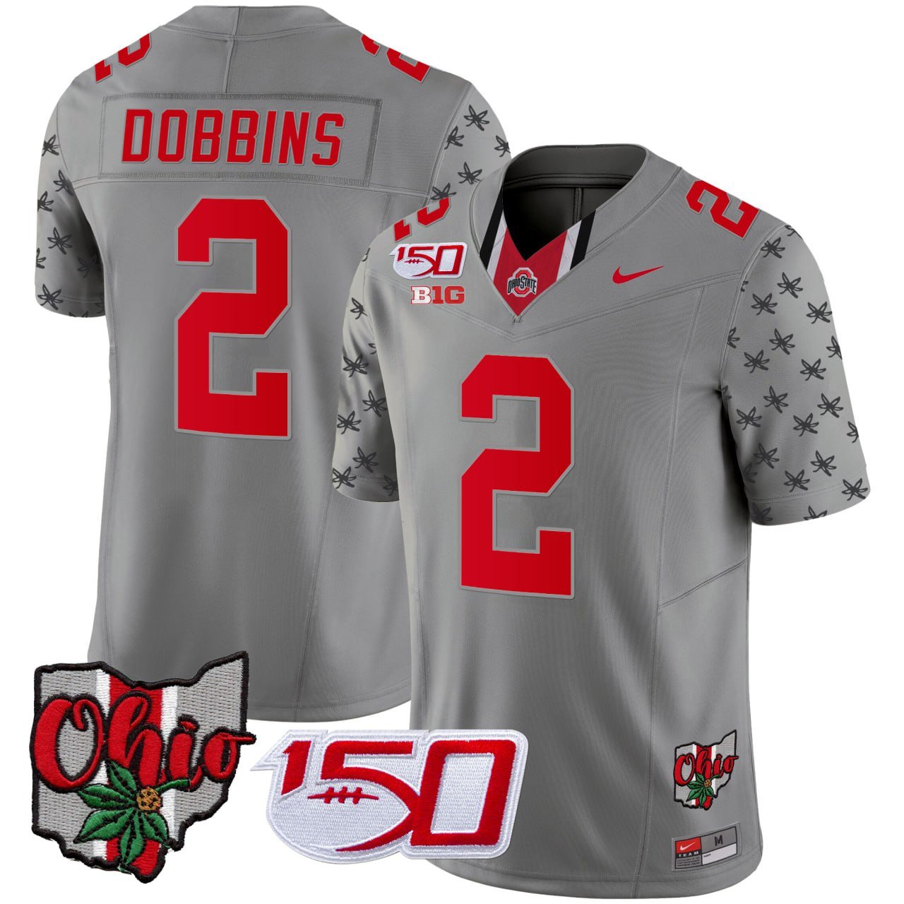 J.K. Dobbins Ohio State Buckeyes 2024 150 & Home Patch Jersey - All Stitched