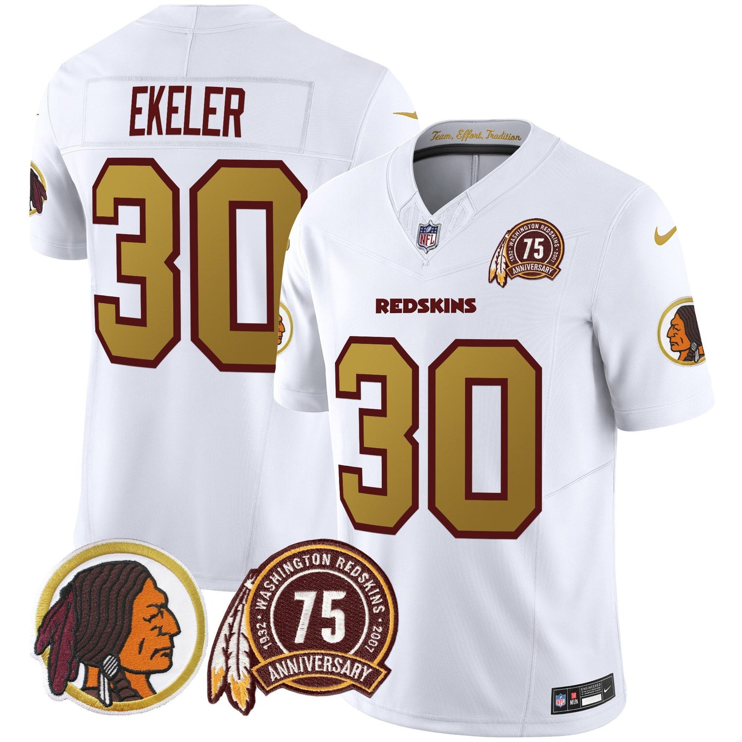 Washington Redskins Throwback 75th Patch Vapor Limited Jersey - All Stitched