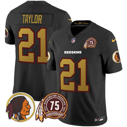 Washington Redskins Throwback 75th Patch Vapor Limited Jersey - All Stitched