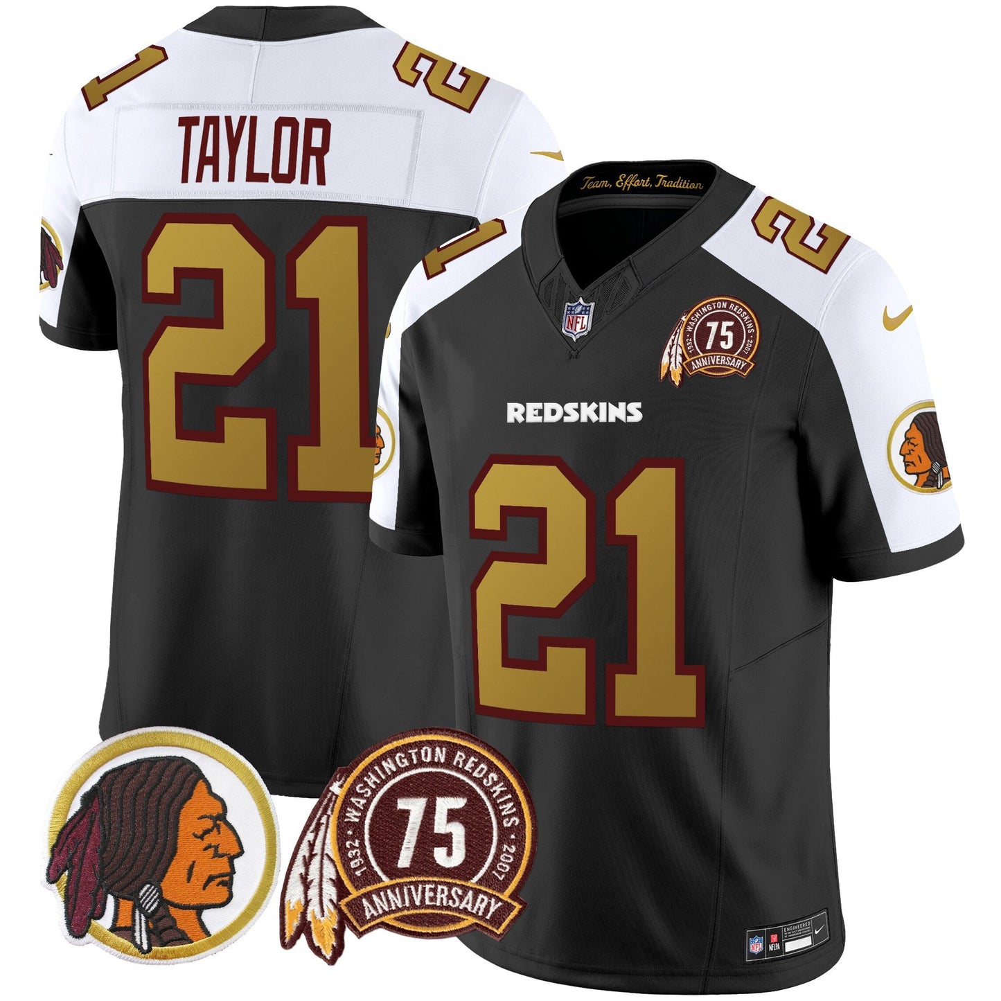 Washington Redskins Throwback 75th Patch Vapor Limited Jersey - All Stitched