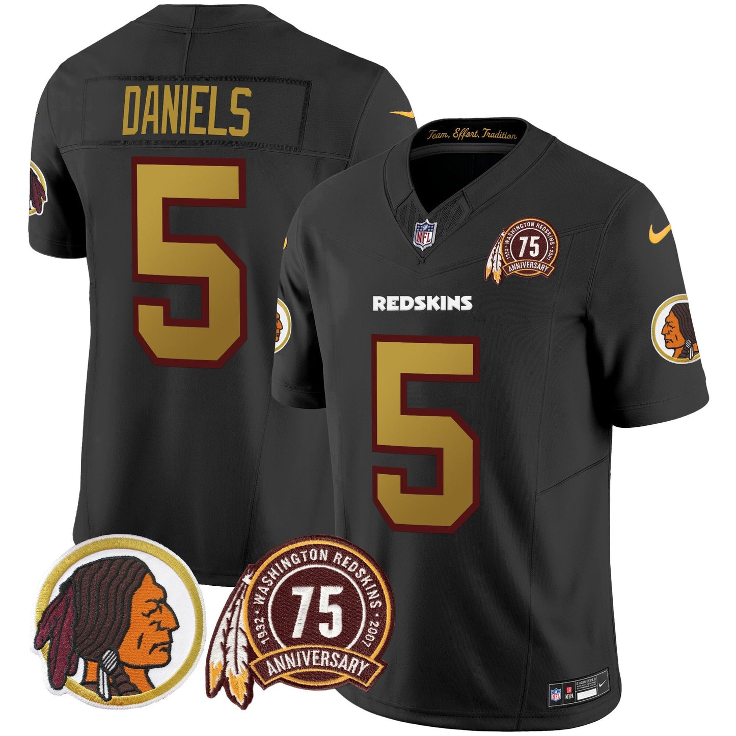 Washington Redskins Throwback 75th Patch Vapor Limited Jersey - All Stitched