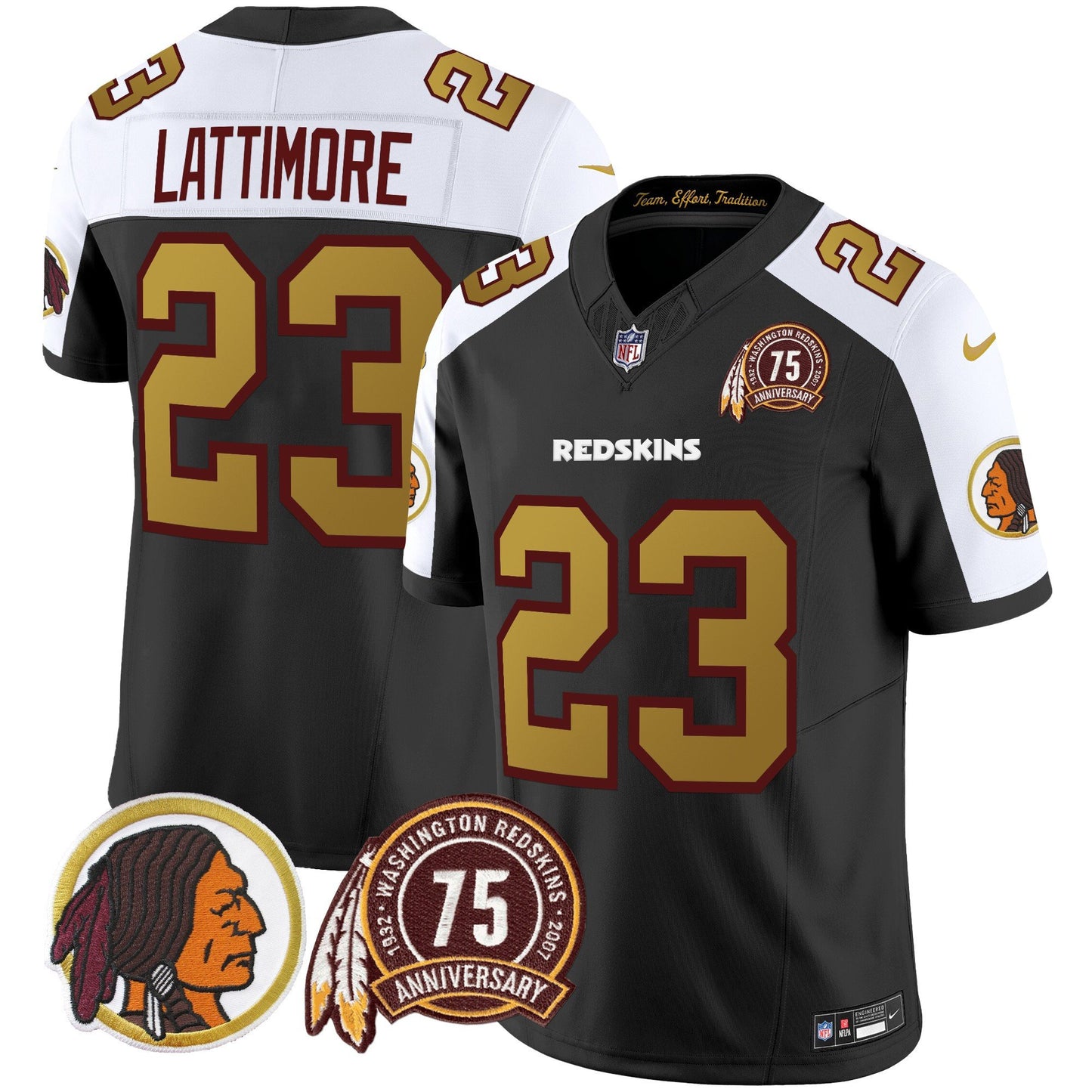 Washington Redskins Throwback 75th Patch Vapor Limited Jersey - All Stitched