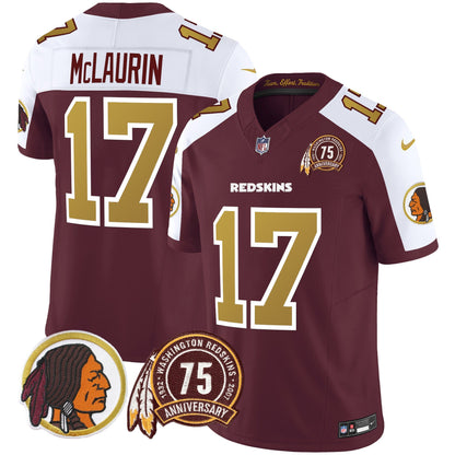 Washington Redskins Throwback 75th Patch Vapor Limited Jersey - All Stitched