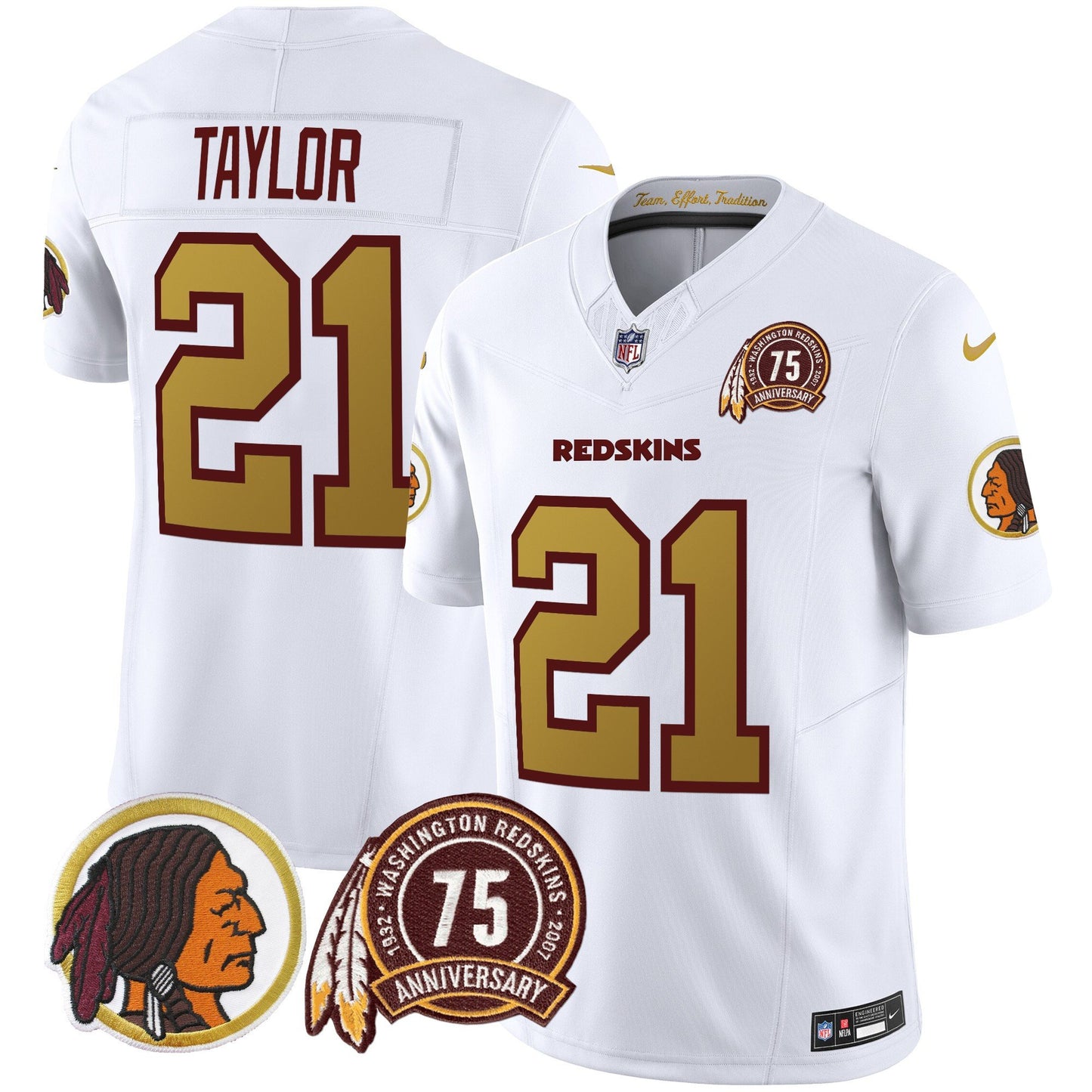 Washington Redskins Throwback 75th Patch Vapor Limited Jersey - All Stitched