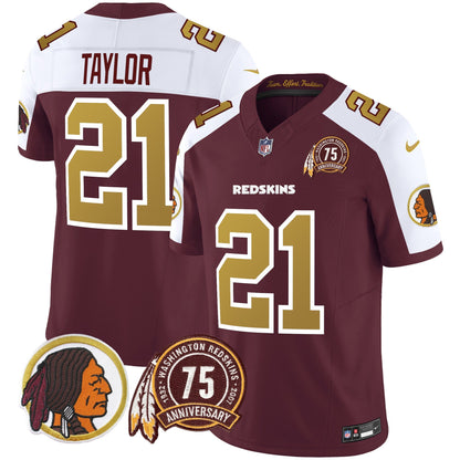 Washington Redskins Throwback 75th Patch Vapor Limited Jersey - All Stitched