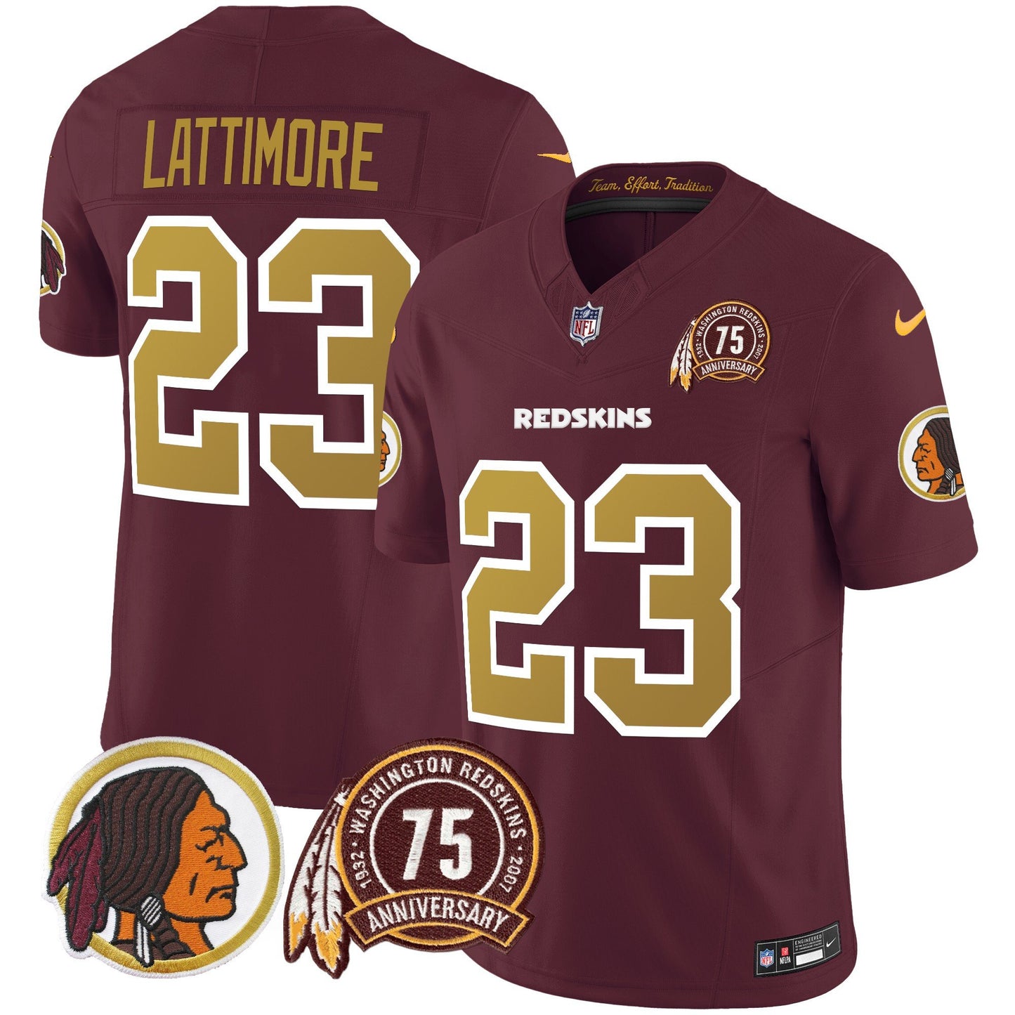 Washington Redskins Throwback 75th Patch Vapor Limited Jersey - All Stitched