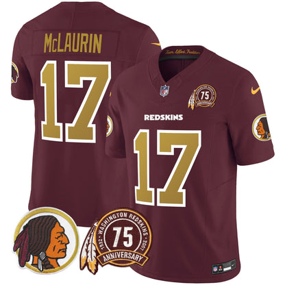 Washington Redskins Throwback 75th Patch Vapor Limited Jersey - All Stitched