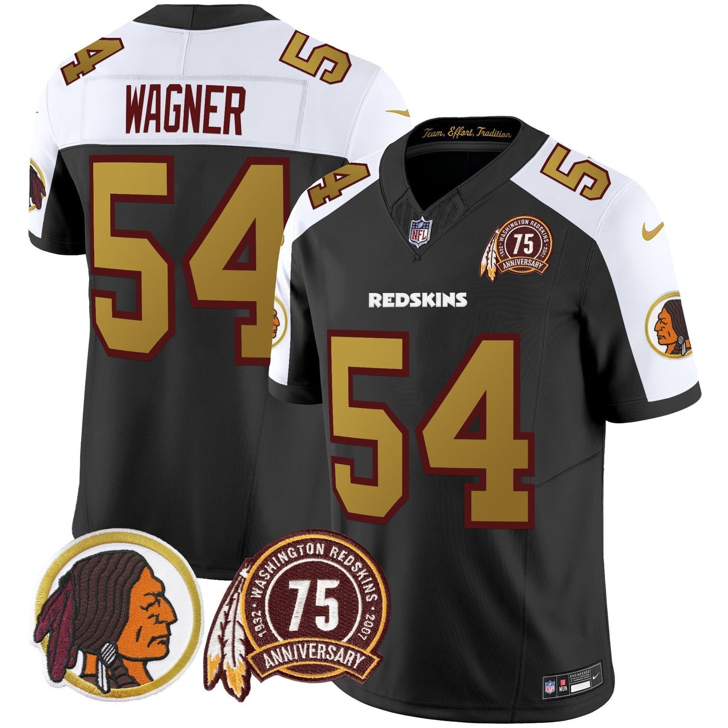 Washington Redskins Throwback 75th Patch Vapor Limited Jersey - All Stitched