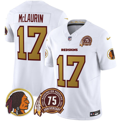 Washington Redskins Throwback 75th Patch Vapor Limited Jersey - All Stitched