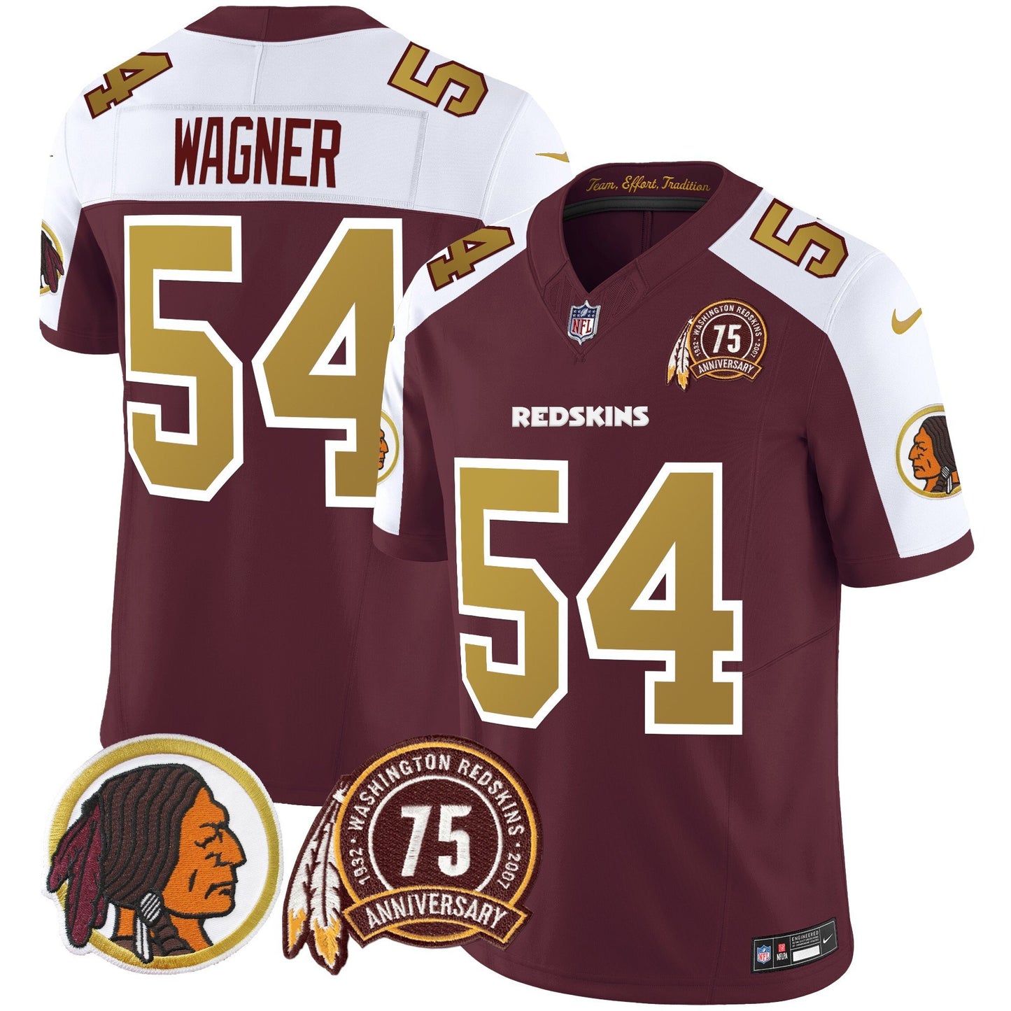 Washington Redskins Throwback 75th Patch Vapor Limited Jersey - All Stitched