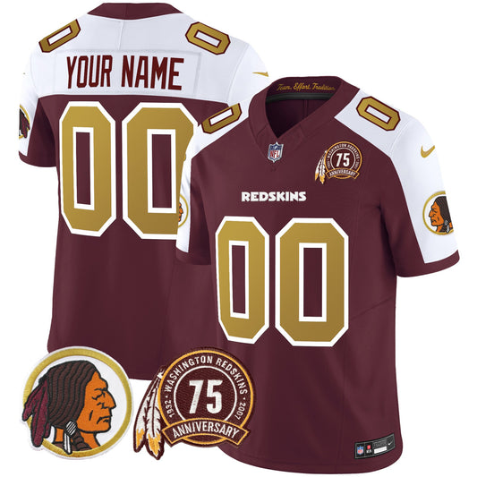 Washington Redskins Throwback 75th Patch Vapor Limited Custom Jersey - All Stitched