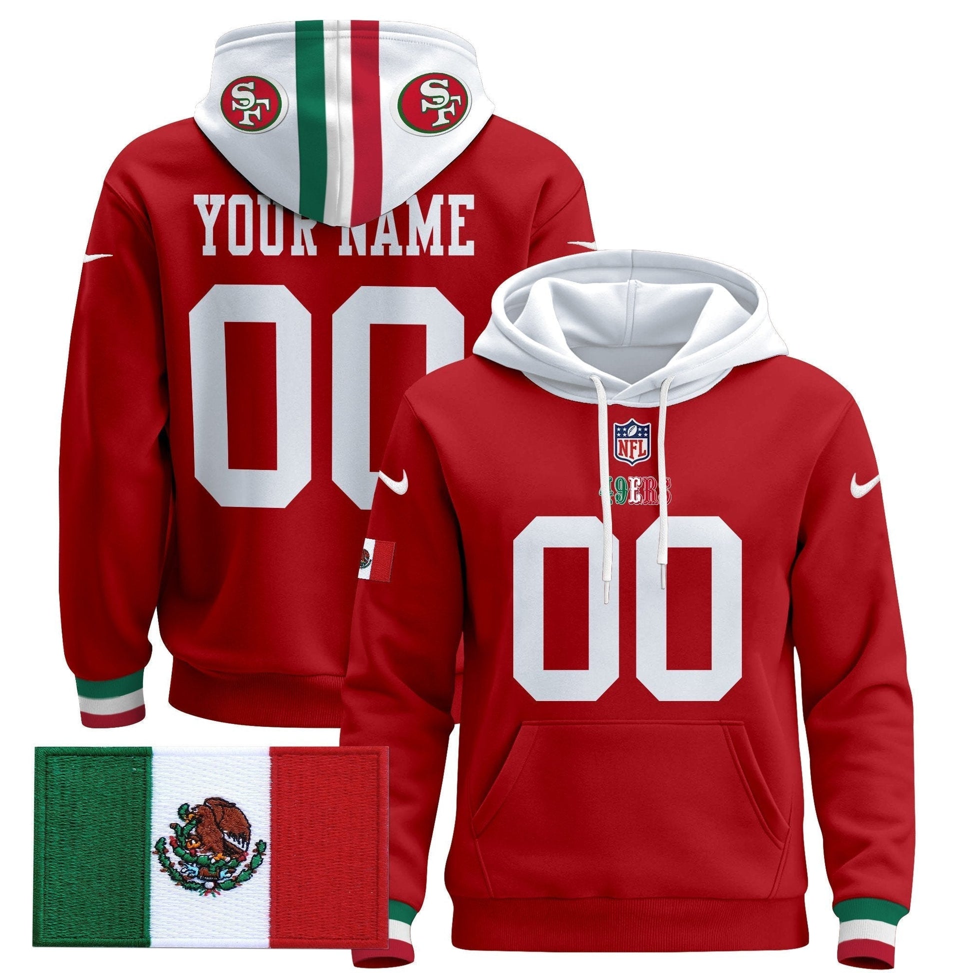 49ers Mexico 2024 Custom Pullover Hoodie