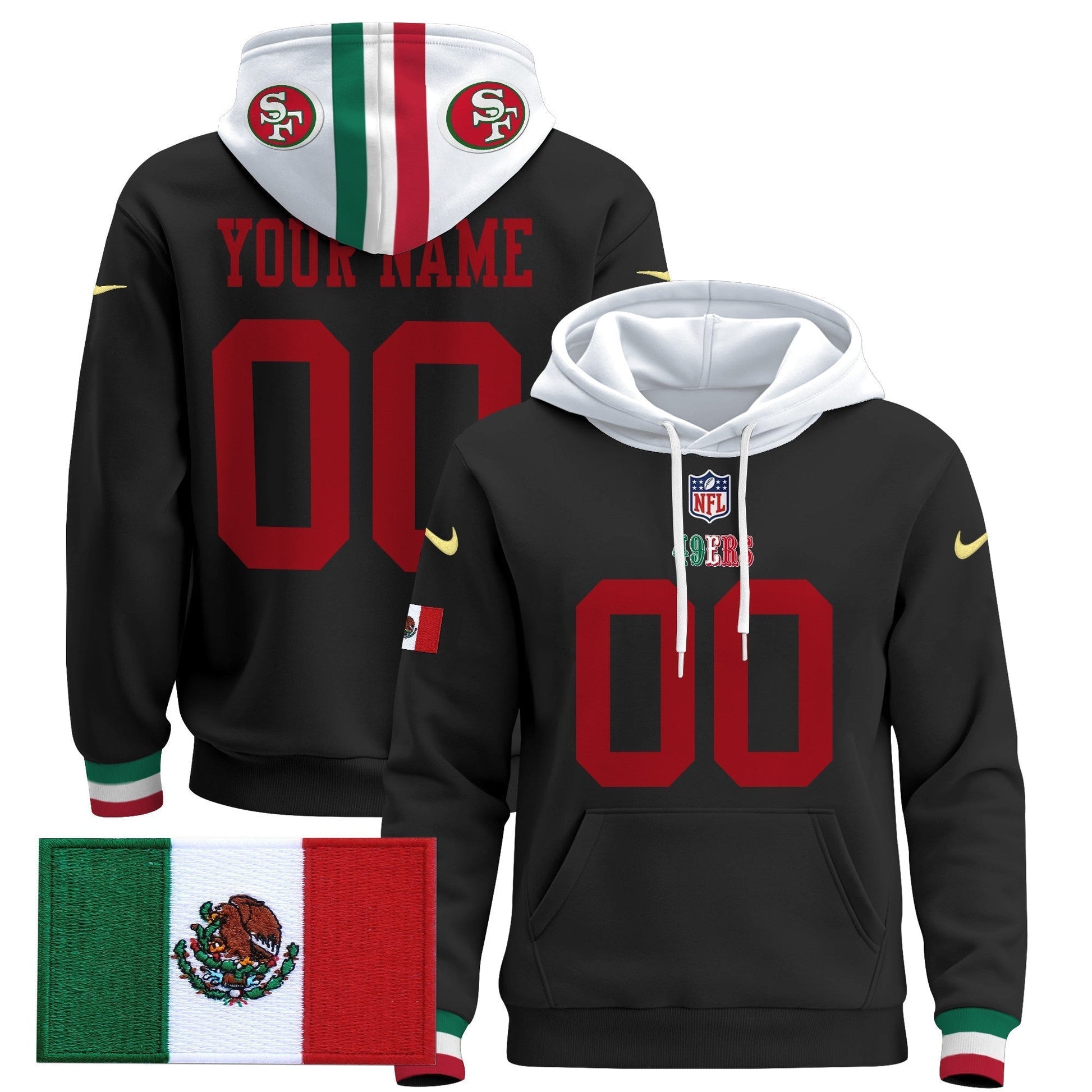 49ers Mexico 2024 Custom Pullover Hoodie