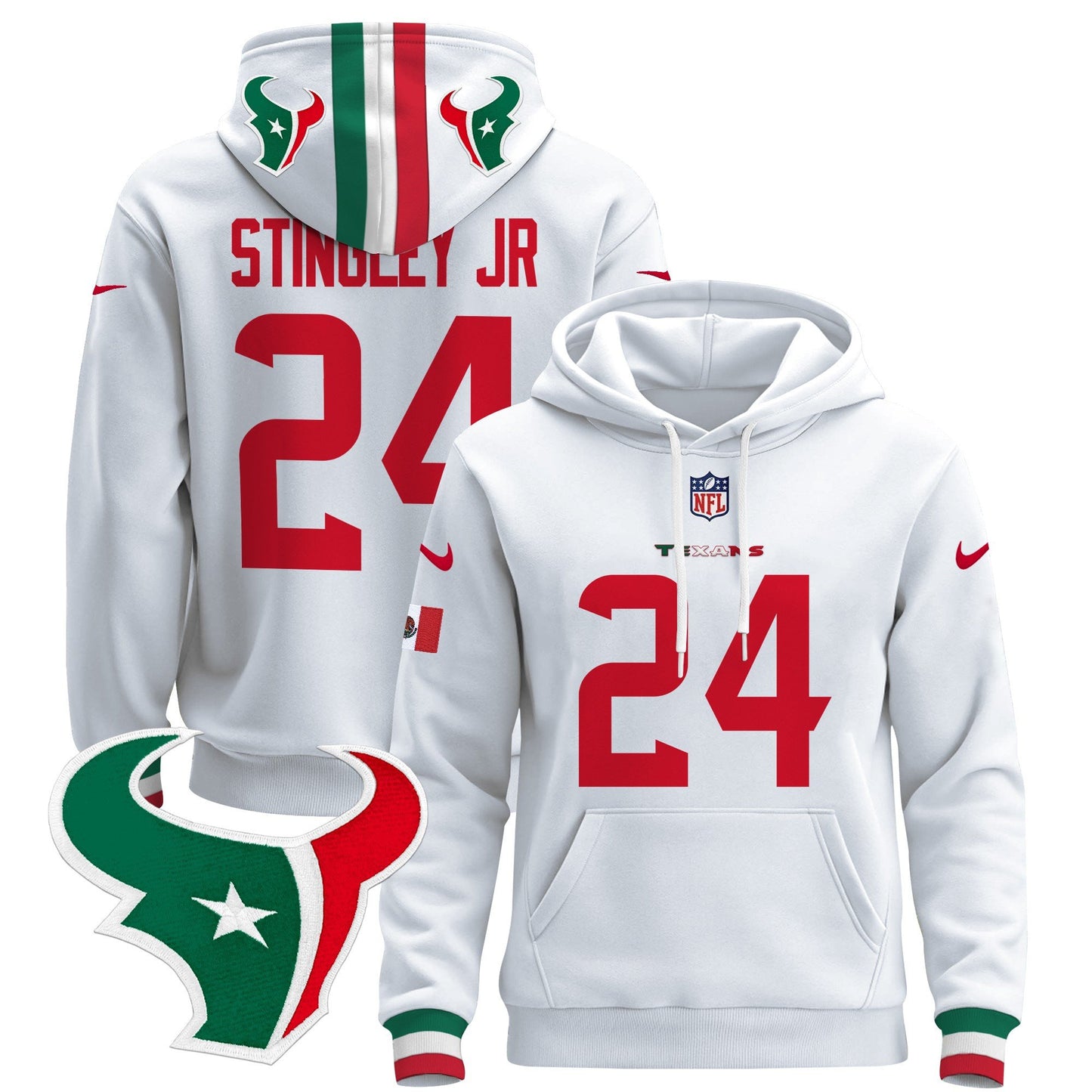 Houston Texans Mexico 2024 Pullover Hoodie - All Stitched