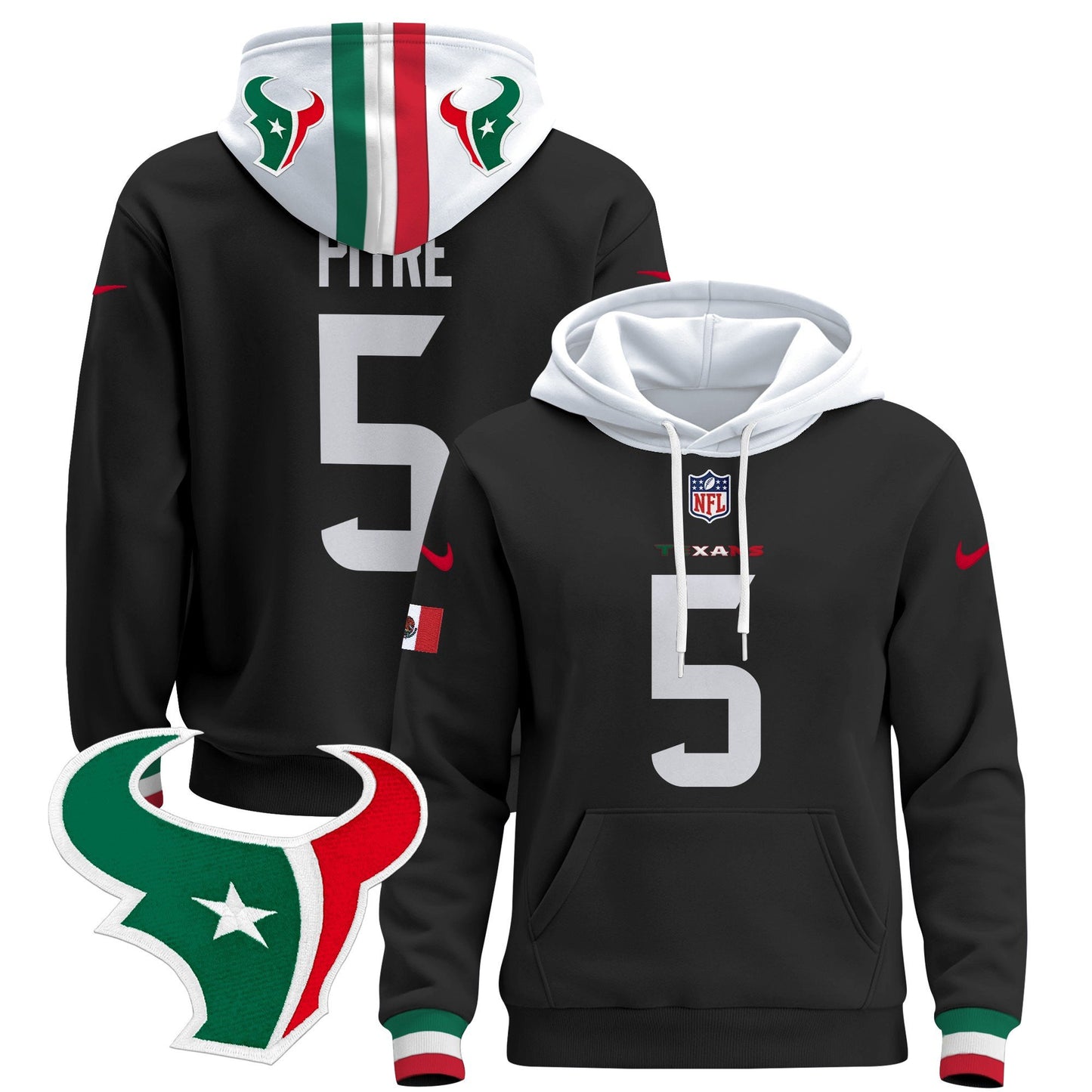 Houston Texans Mexico 2024 Pullover Hoodie - All Stitched