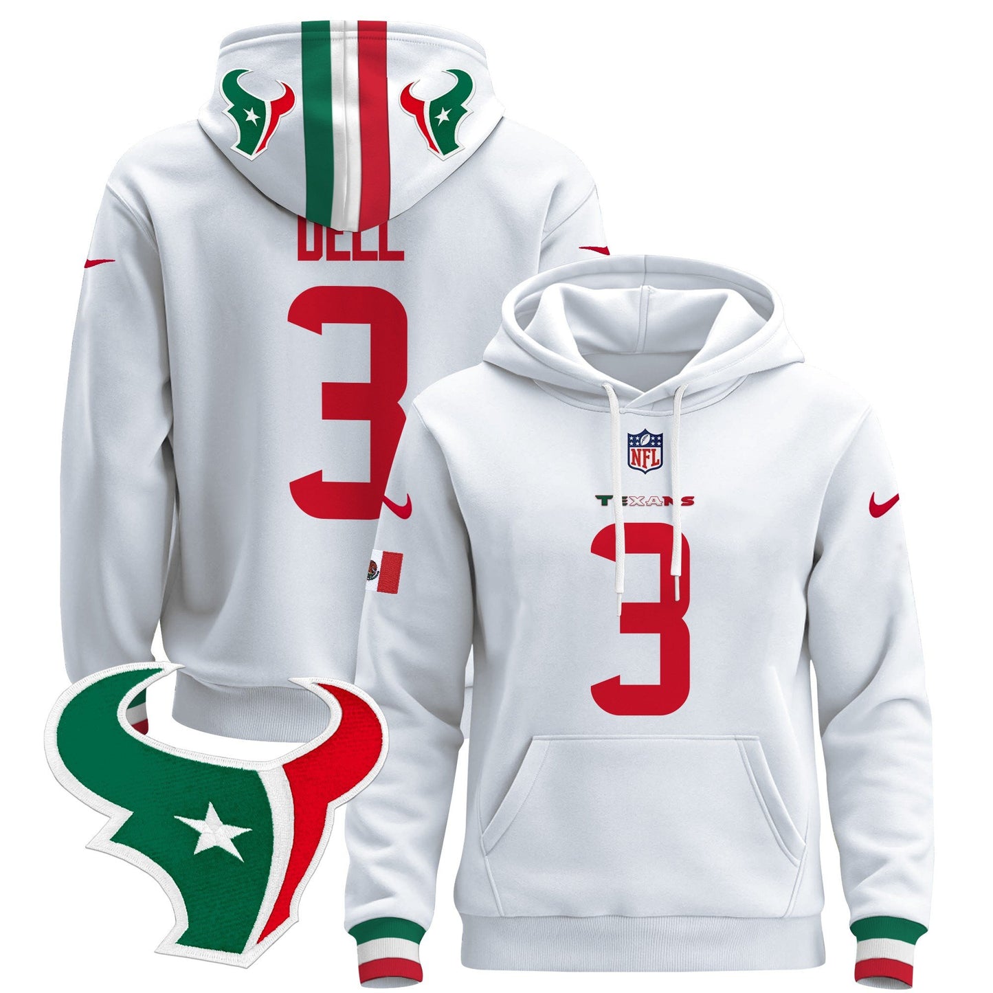 Houston Texans Mexico 2024 Pullover Hoodie - All Stitched