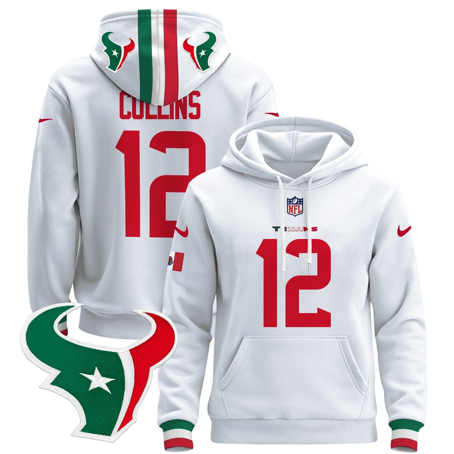 Houston Texans Mexico 2024 Pullover Hoodie - All Stitched