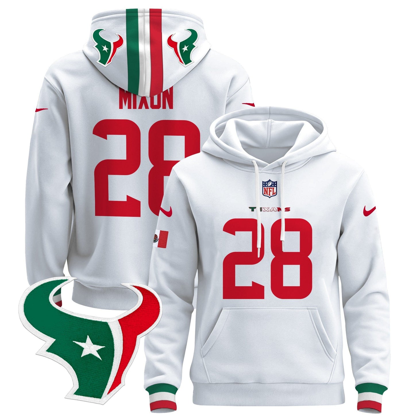 Houston Texans Mexico 2024 Pullover Hoodie - All Stitched