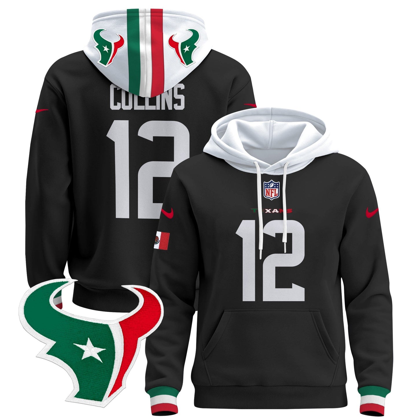 Houston Texans Mexico 2024 Pullover Hoodie - All Stitched