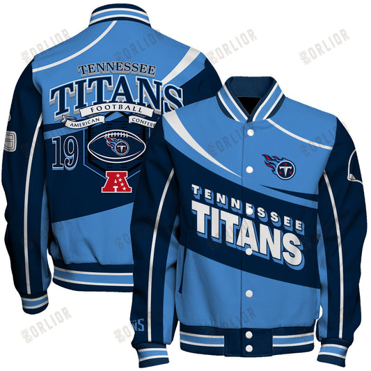 Tennessee Titans Football Team 2024- 25 Supreme On The Pitch Unisex Varsity Jacket