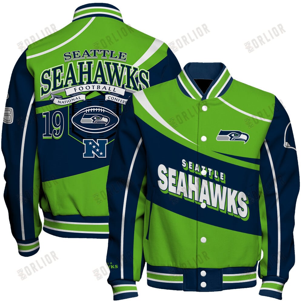 Seattle Seahawks Football Team 2024- 25 Supreme On The Pitch Unisex Varsity Jacket