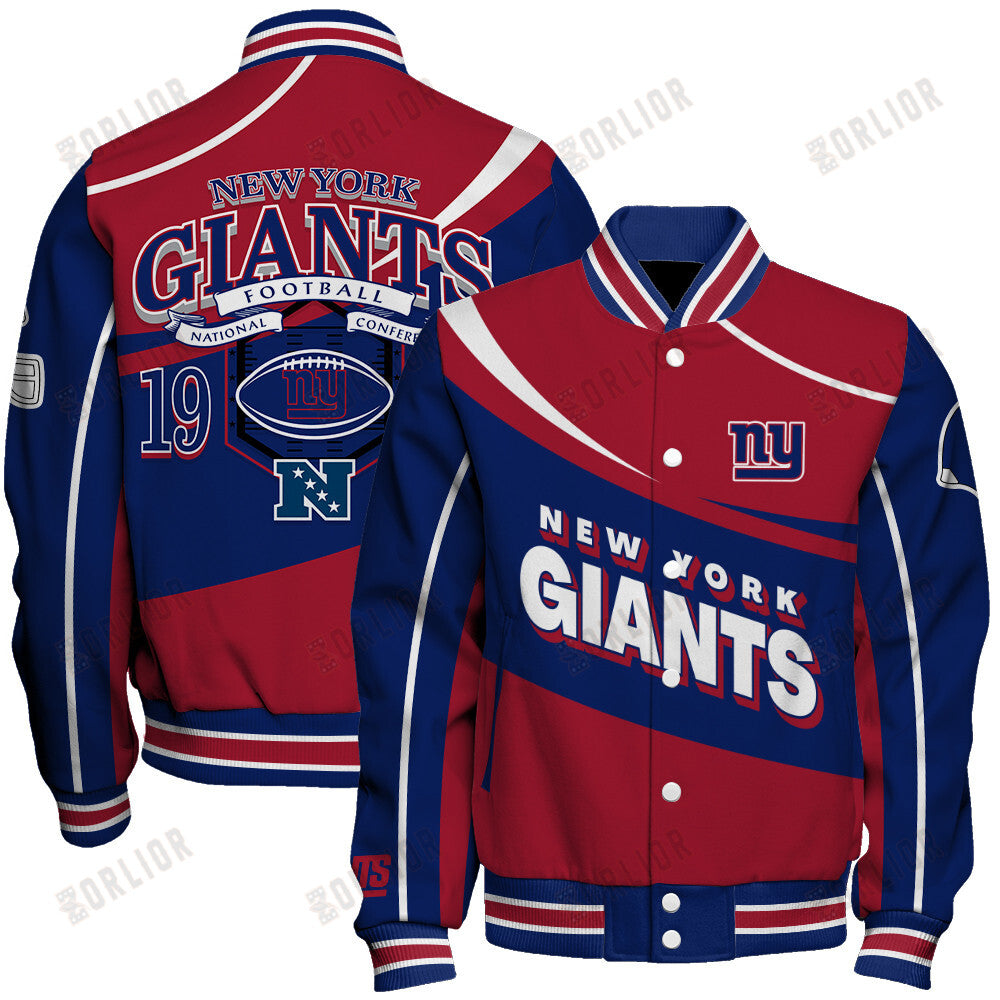 New York Giants Football Team 2024- 25 Supreme On The Pitch Unisex Varsity Jacket