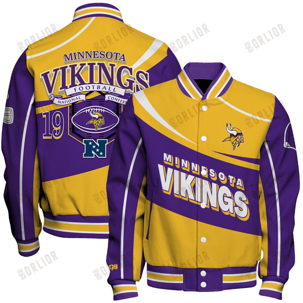 Minnesota Vikings Football Team 2024- 25 Supreme On The Pitch Unisex Varsity Jacket